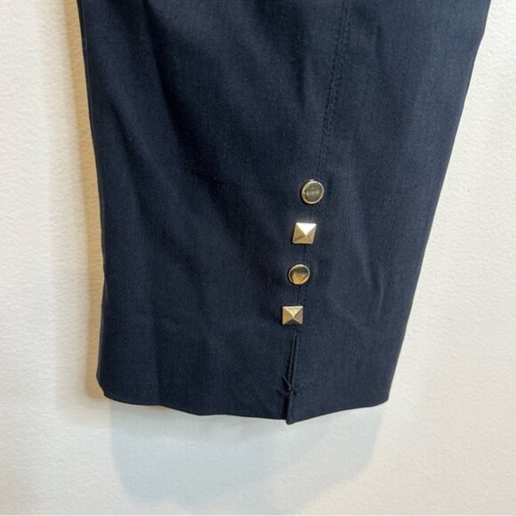 Laura Stud Detail Slim Leg Pants Dark Navy Blue - Picture 8 of 9